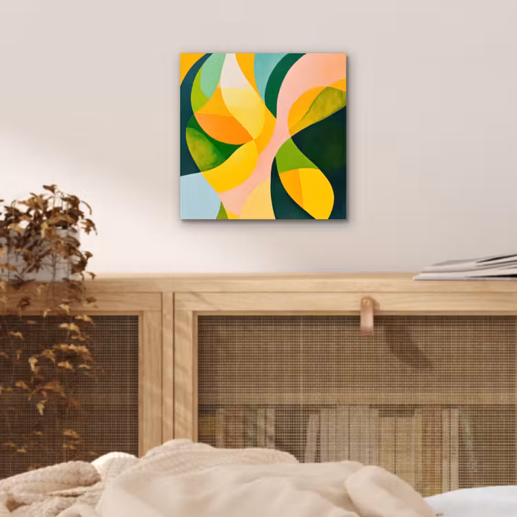Abstract - Geel - Roze - Groen aluminium wit klein -sfeer3