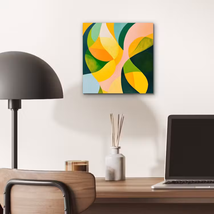Abstract - Geel - Roze - Groen aluminium wit klein -sfeer5