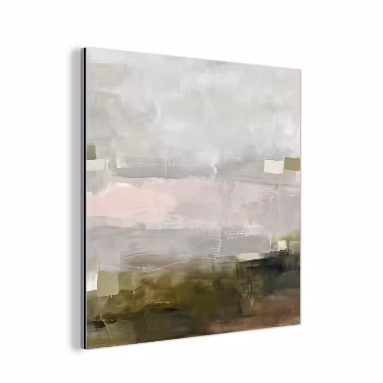 Abstract - Gelaagd - Kunst - Modern - Grijs-Groen aluminium wit klein -3d