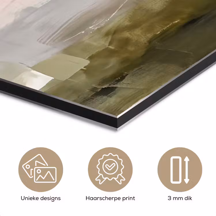 Abstract - Gelaagd - Kunst - Modern - Grijs-Groen aluminium wit klein -closeup_NL