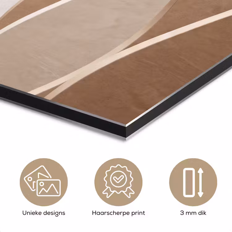 Abstract - Golven - Modern - Beige aluminium wit klein -closeup_NL
