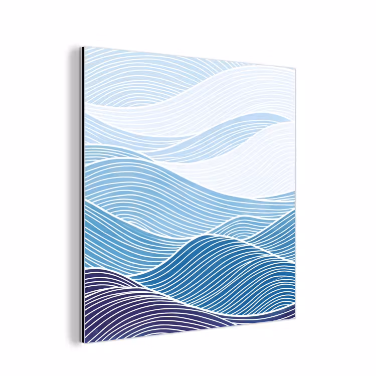 Abstract - Golven - Patroon - Blauw - Modern aluminium wit klein -3d