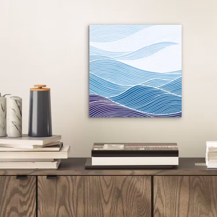 Abstract - Golven - Patroon - Blauw - Modern aluminium wit klein -sfeer1