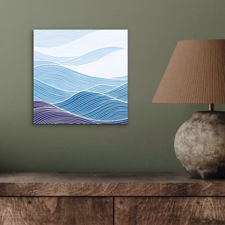 Abstract - Golven - Patroon - Blauw - Modern aluminium wit klein -sfeer2