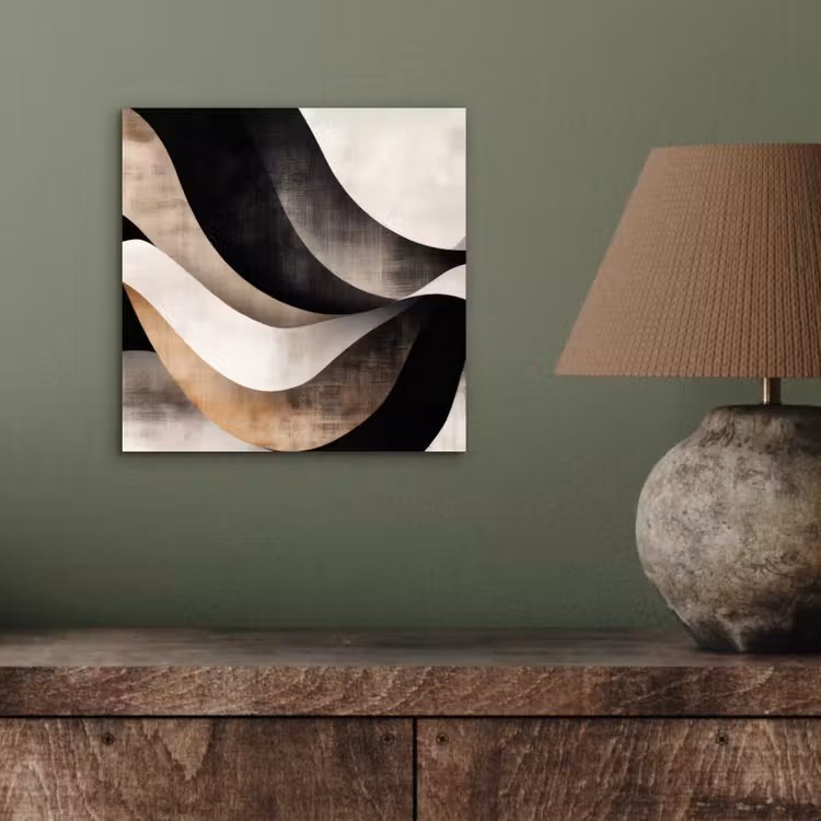 Abstract - Golven - Zwart - Verweerd aluminium wit klein -sfeer2