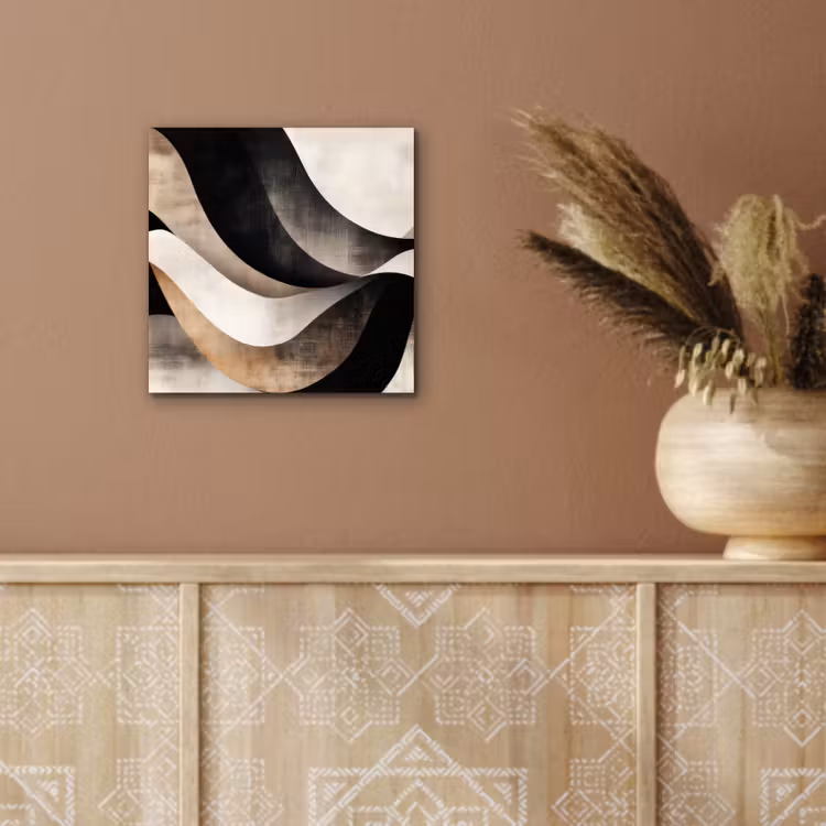 Abstract - Golven - Zwart - Verweerd aluminium wit klein -sfeer4