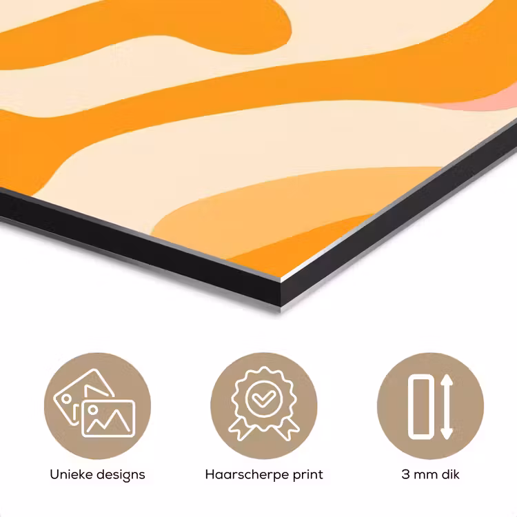 Abstract - Golvend - Oranje aluminium wit klein -closeup_NL