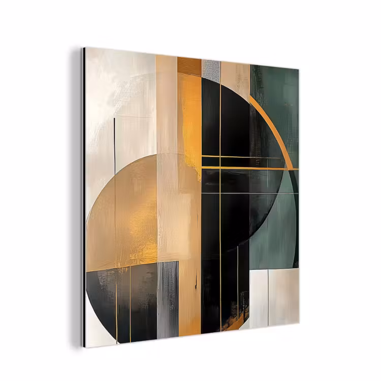 Abstract - Goud - Brons - Groen - Vormen - Modern aluminium wit klein -3d