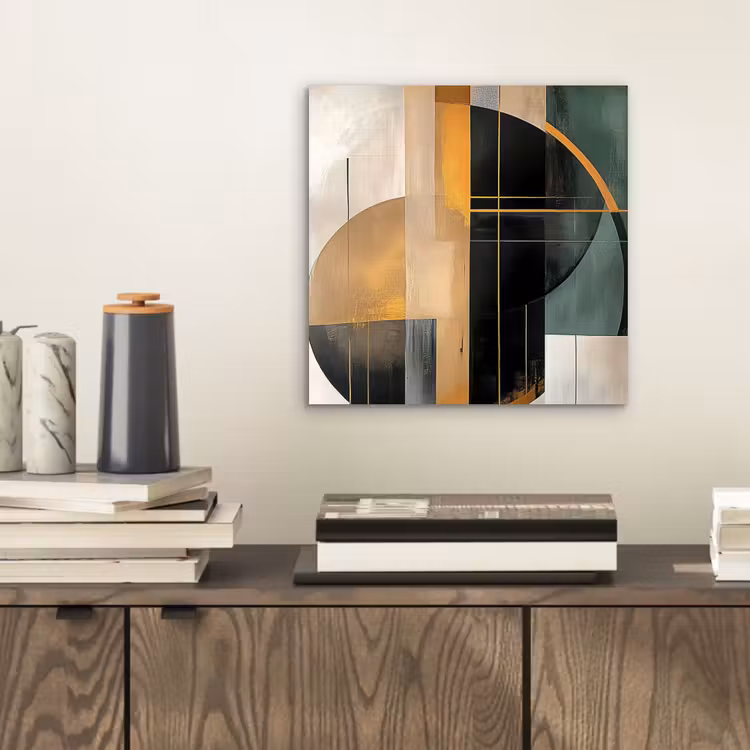 Abstract - Goud - Brons - Groen - Vormen - Modern aluminium wit klein -sfeer1