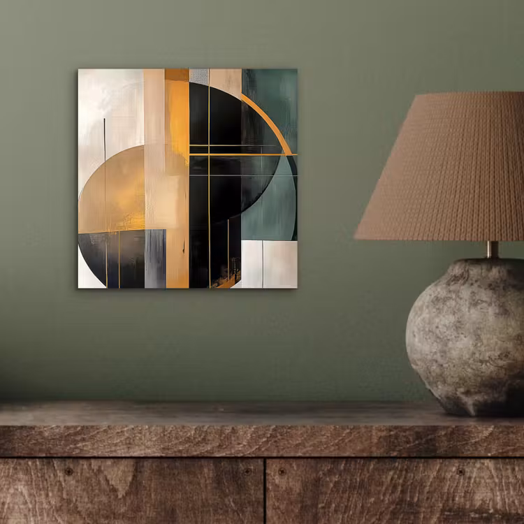 Abstract - Goud - Brons - Groen - Vormen - Modern aluminium wit klein -sfeer2