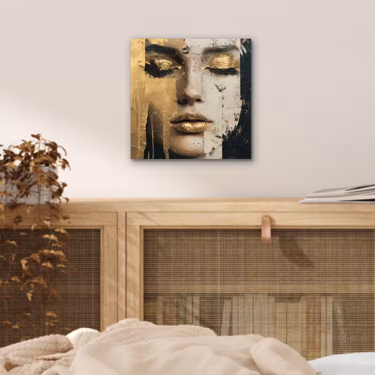 Abstract - Goud - Gezicht - Lippen aluminium wit klein -sfeer3