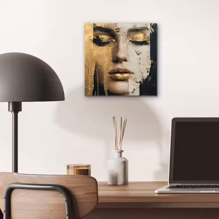 Abstract - Goud - Gezicht - Lippen aluminium wit klein -sfeer5