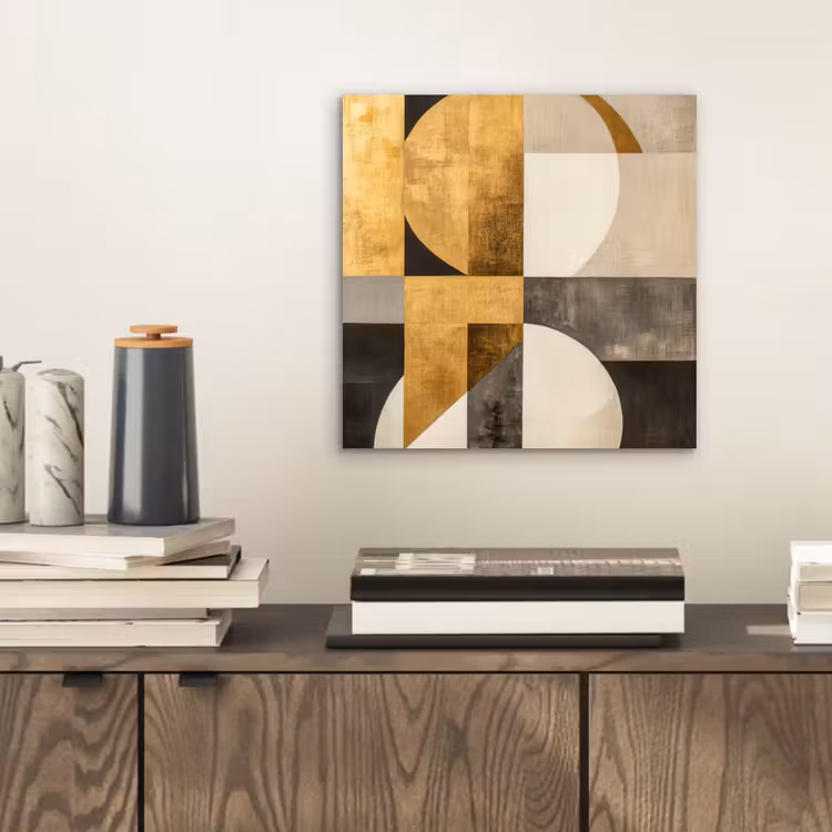 Abstract - Goud - Grijs - Vormen - Geometrisch aluminium wit klein -sfeer1