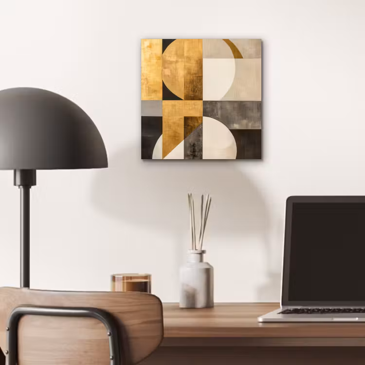 Abstract - Goud - Grijs - Vormen - Geometrisch aluminium wit klein -sfeer5