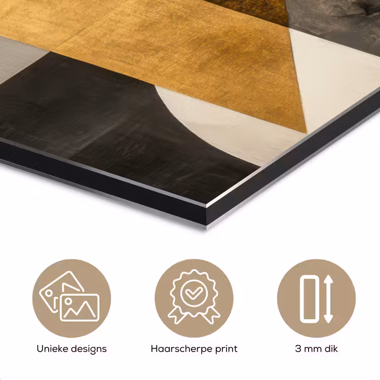 Abstract - Goud - Grijs - Vormen - Geometrisch aluminium wit klein -closeup_NL
