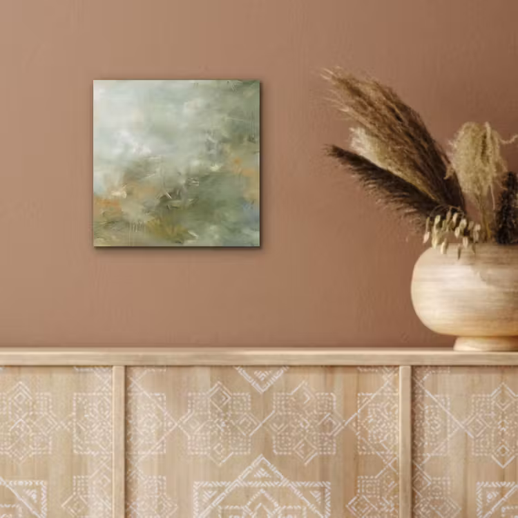 Abstract - Groen - Beige - Modern - Kunst aluminium wit klein -sfeer4