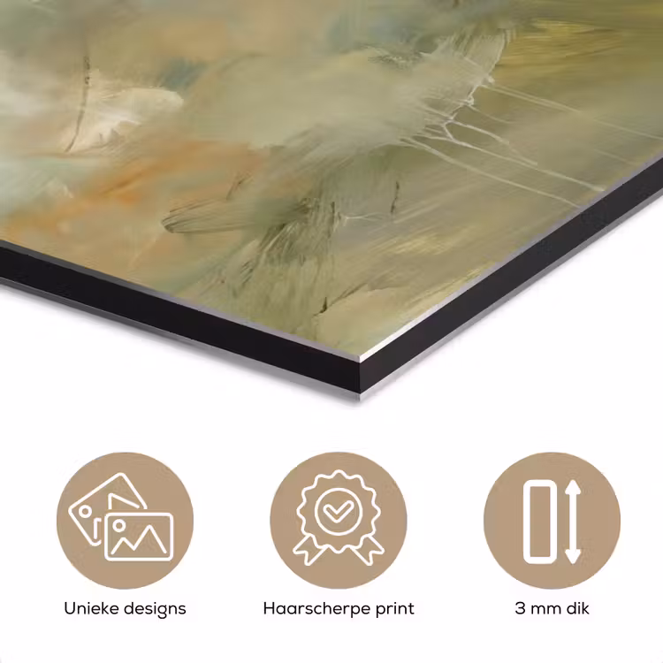 Abstract - Groen - Beige - Modern - Kunst aluminium wit klein -closeup_NL