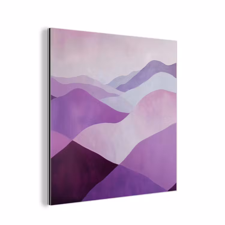 Abstract - Heuvels - Landschap - Paars aluminium wit klein -3d