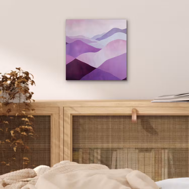 Abstract - Heuvels - Landschap - Paars aluminium wit klein -sfeer3