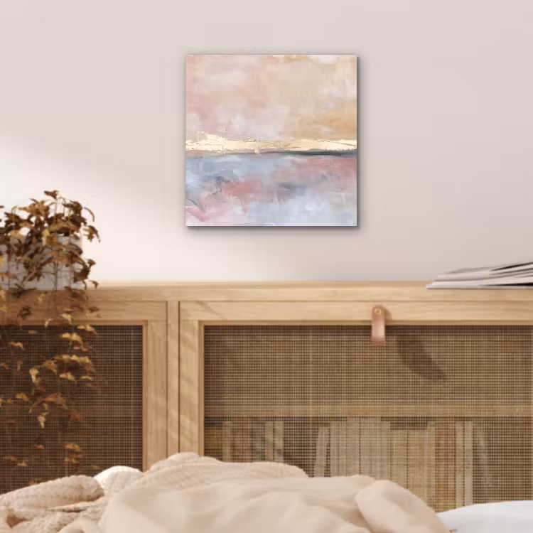 Abstract - Horizontaal - Kunst - Roze - Goud aluminium wit klein -sfeer3