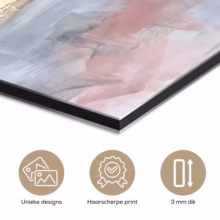 Abstract - Horizontaal - Kunst - Roze - Goud aluminium wit klein -closeup_NL