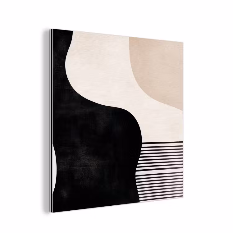 Abstract - Japandi - Beige - Modern aluminium wit klein -3d