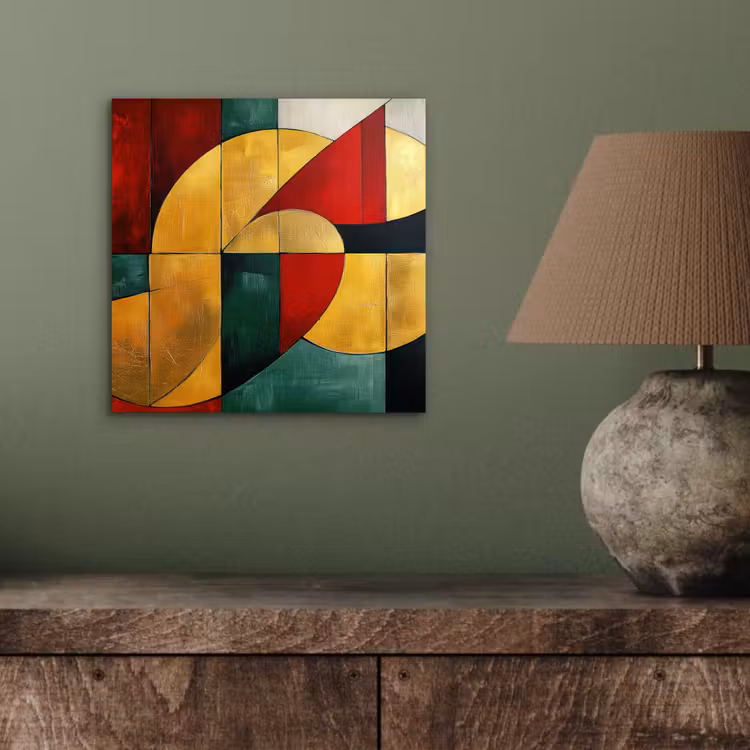 Abstract - Kerst - Goud - Rood - Groen aluminium wit klein -sfeer2