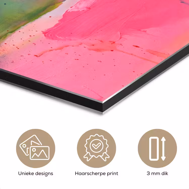 Abstract - Kleuren - Modern - Groen - Roze aluminium wit klein -closeup_NL
