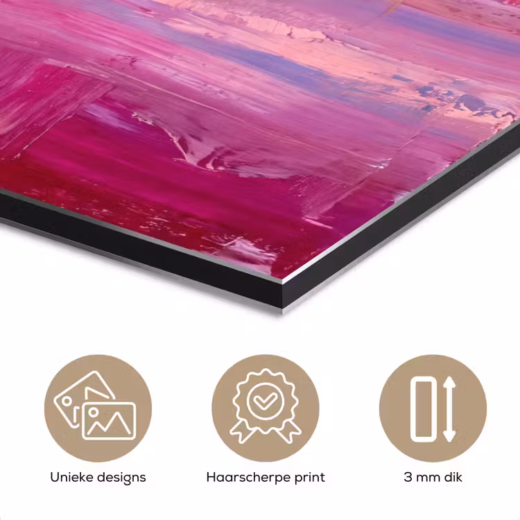 Abstract - Kleuren - Modern - Roze aluminium wit klein -closeup_NL