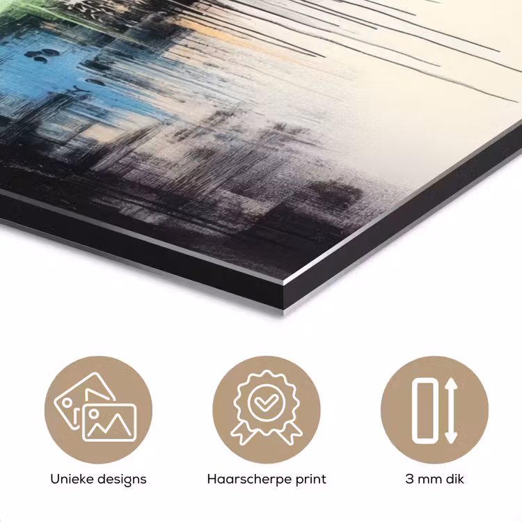 Abstract - Kleurexplosie - Landschap aluminium wit klein -closeup_NL