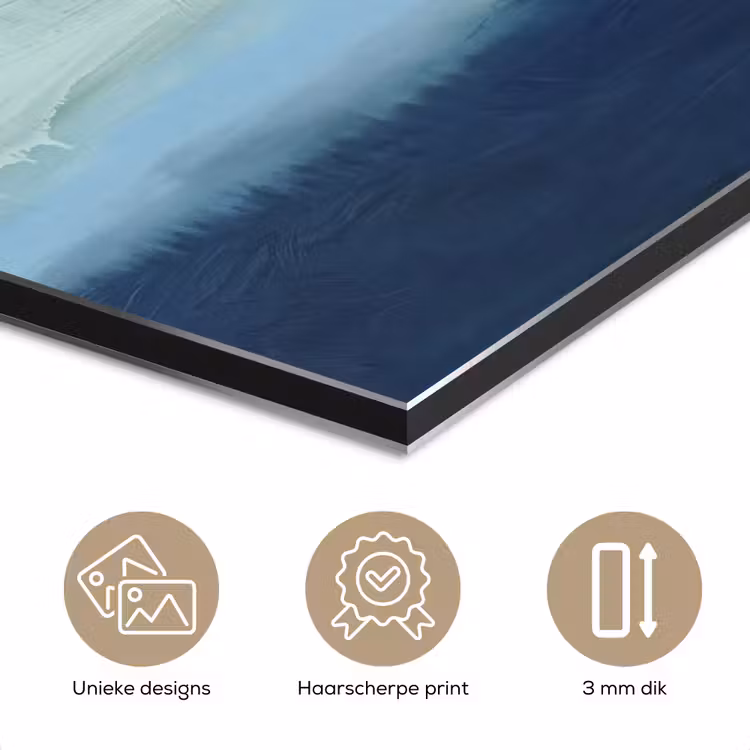 Abstract - Lagen - Rust - Modern - Blauw aluminium wit klein -closeup_NL