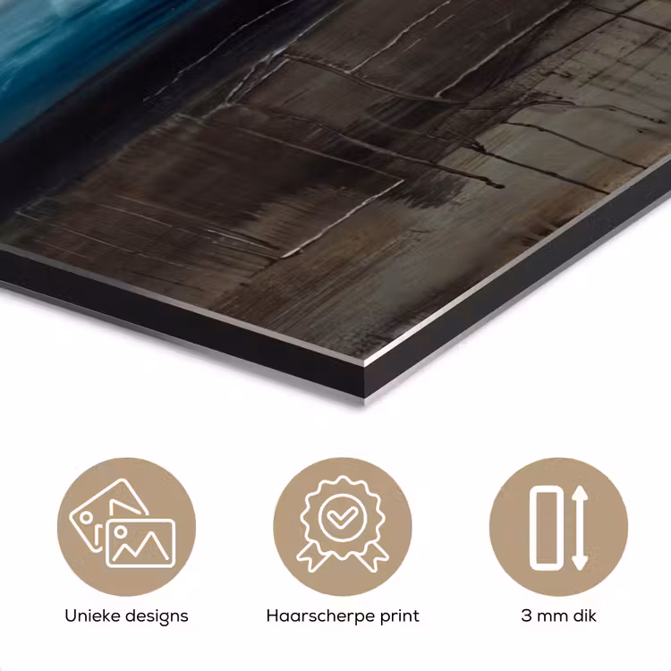 Abstract - Landschap - Horizon - Blauw - Modern aluminium wit klein -closeup_NL