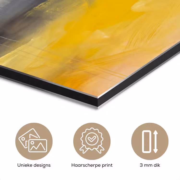 Abstract - Landschap - Modern - Geel aluminium wit klein -closeup_NL