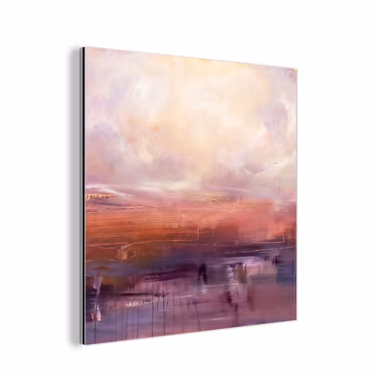 Abstract - Landschap - Modern - Paars - Oranje aluminium wit klein -3d
