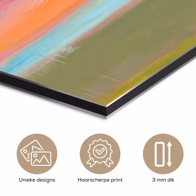 Abstract - Landschap - Modern - Roze - Oranje aluminium wit klein -closeup_NL