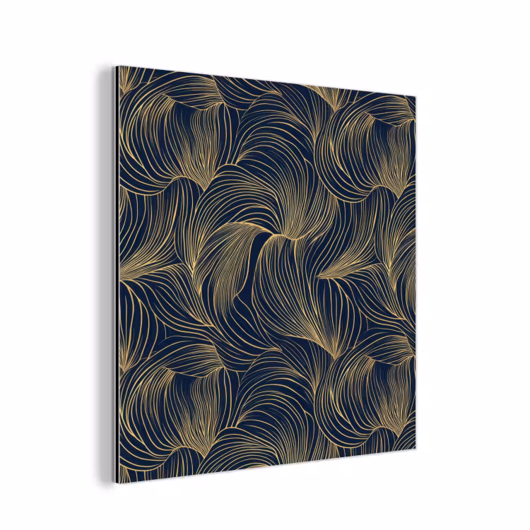 Abstract - Lijnen - Blauw - Goud aluminium wit klein 46 -3d