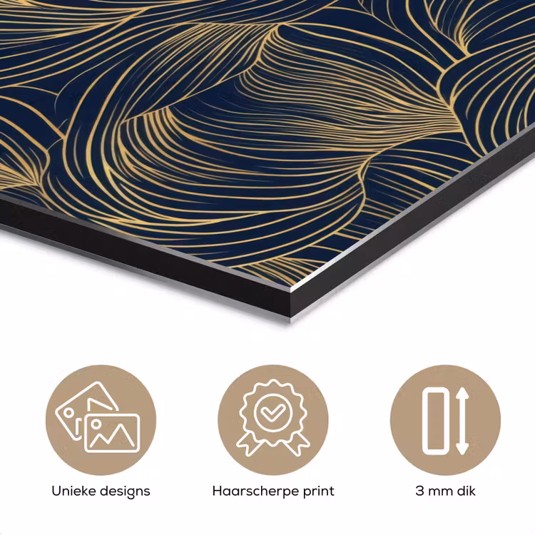 Abstract - Lijnen - Blauw - Goud aluminium wit klein 46 -closeup_NL