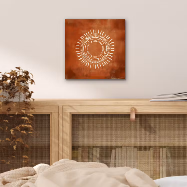 Abstract - Lijnen - Zonnestralen - Roodbruin aluminium wit klein -sfeer3