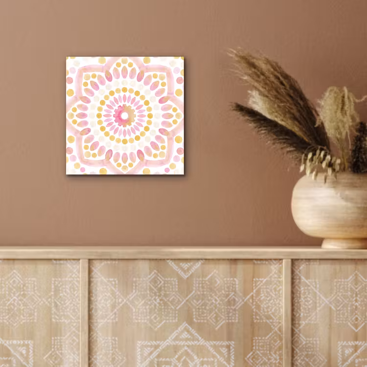 Abstract - Mandala - Kunst - Modern - Roze aluminium wit klein -sfeer4