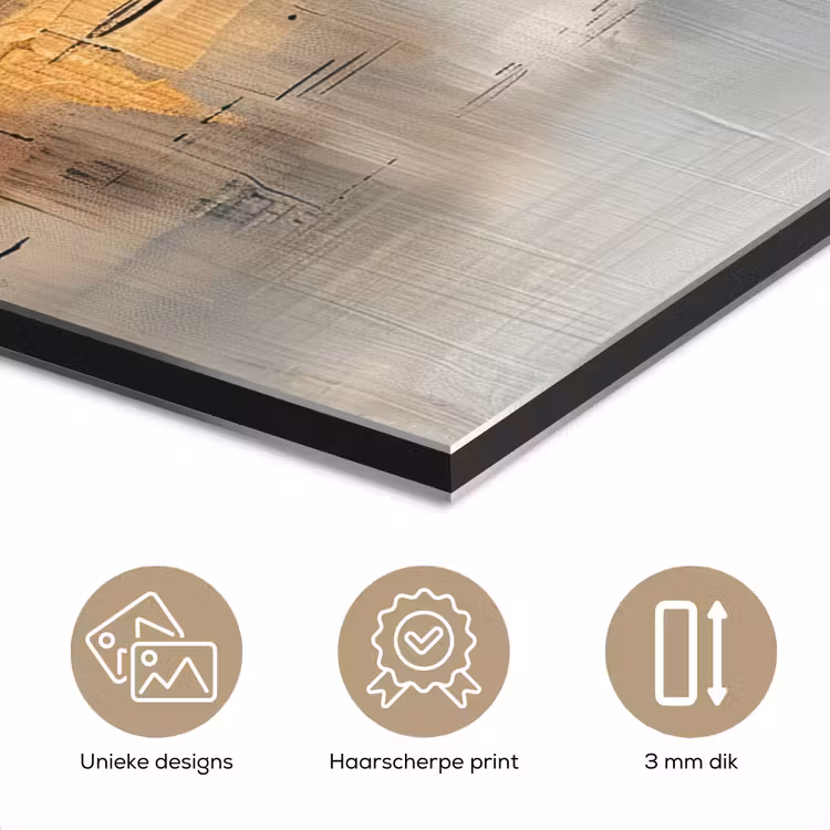 Abstract - Modern - Beige - Aesthetic - Goud aluminium wit klein -closeup_NL