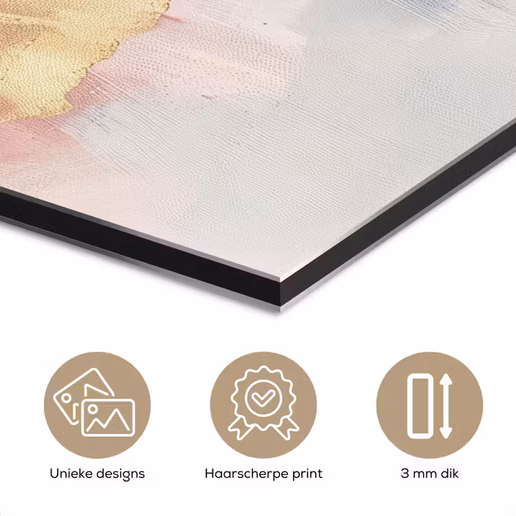 Abstract - Pastel kleuren - Goud - Modern - Aesthetic aluminium wit klein -closeup_NL