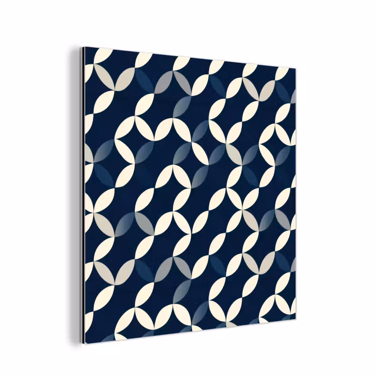 Abstract - Patroon - Blauw aluminium wit klein 46 -3d