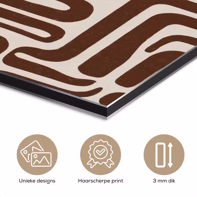 Abstract - Patroon - Bruin aluminium wit klein 46 -closeup_NL