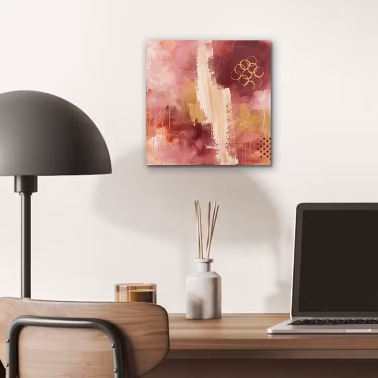 Abstract - Rood - Goud - Modern - Kunst aluminium wit klein -sfeer5