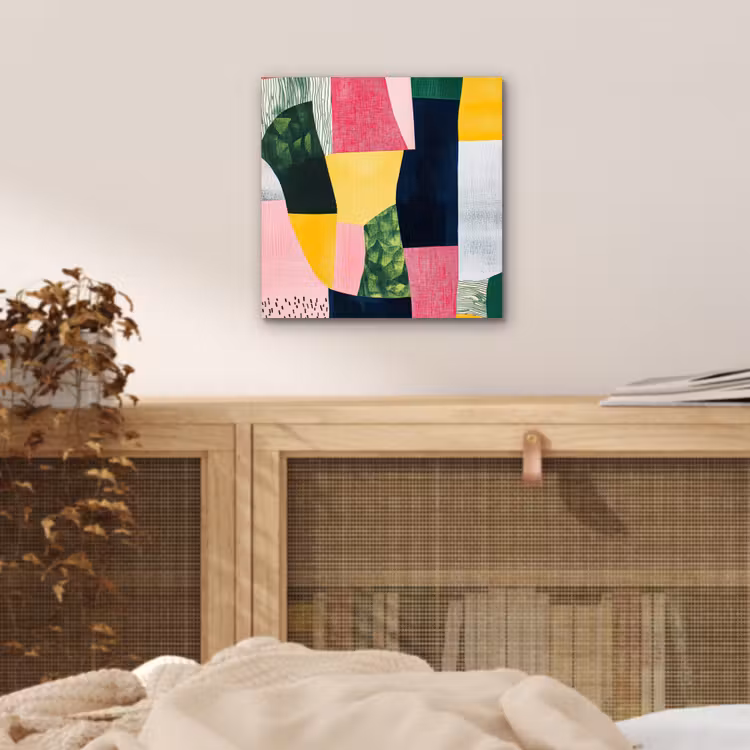 Abstract - Roze - Lappen - Vormen - Geel aluminium wit klein -sfeer3