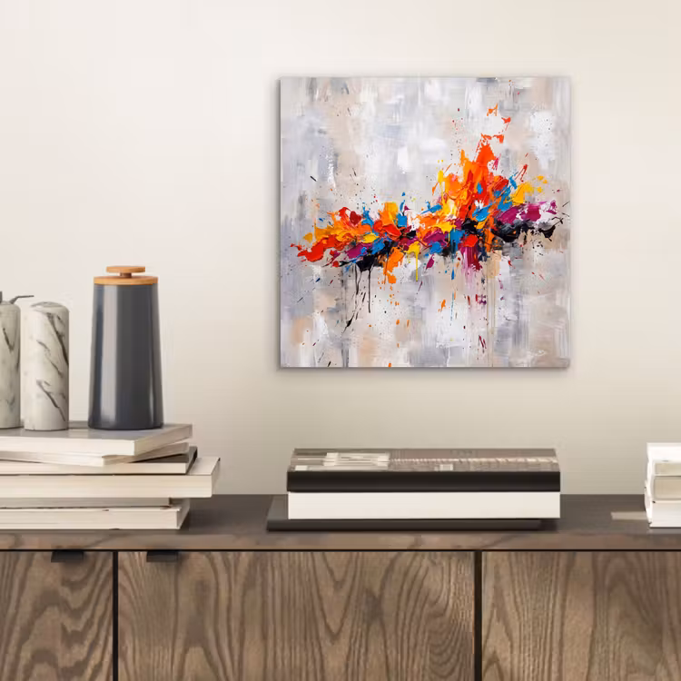Abstract - Schilderij - Kleurrijk - Dynamisch aluminium wit klein -sfeer1