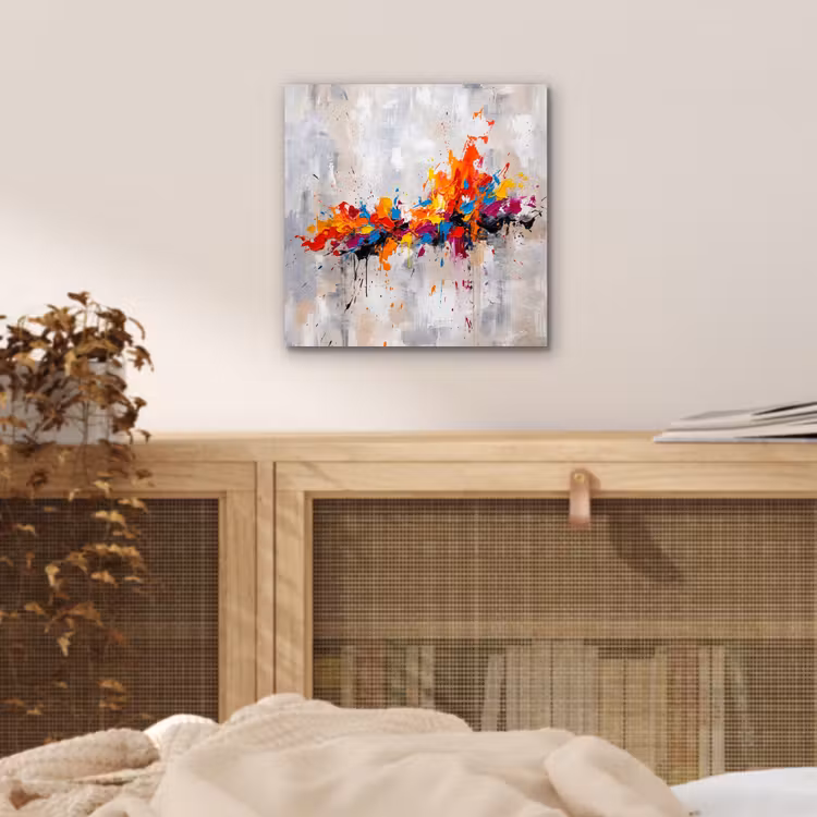 Abstract - Schilderij - Kleurrijk - Dynamisch aluminium wit klein -sfeer3