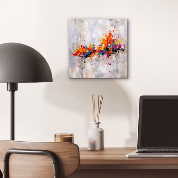 Abstract - Schilderij - Kleurrijk - Dynamisch aluminium wit klein -sfeer5
