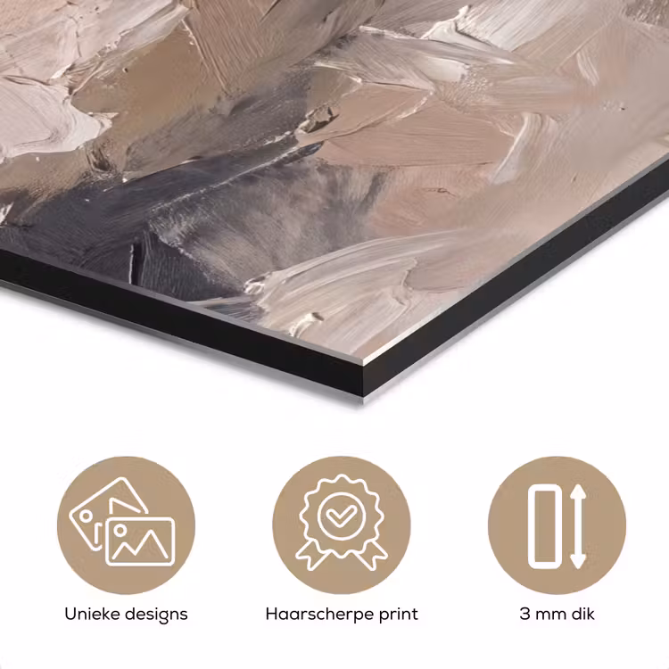 Abstract - Textuur - Kunst - Modern - Beige aluminium wit klein -closeup_NL