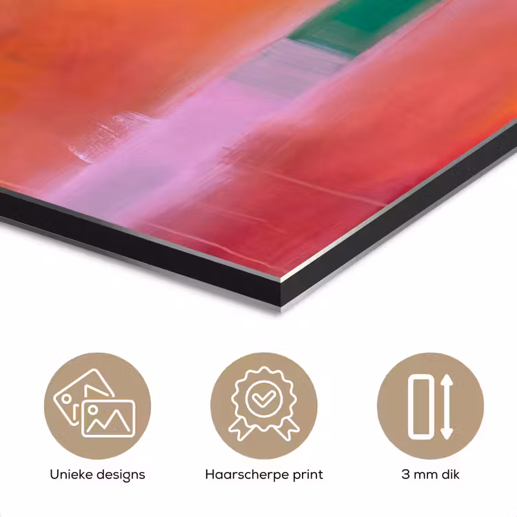 Abstract - Vlakken - Kunst - Modern - Oranje aluminium wit klein -closeup_NL